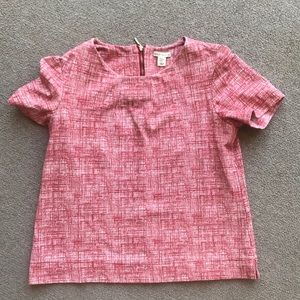 MERCER & MADISON TOP RED WHITE SHORT SLEEVE SIZE MEDIUM